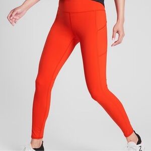 Athleta Red Contender Tight XS – High-Rise Performance Leggings